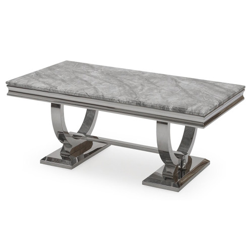 Arriana Marble Top Dining table with Circular Metal Stands