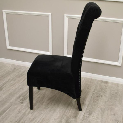 Tall lion knocker Velvet  Dining Chair black grey cream -Emma