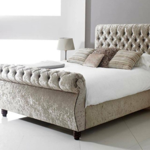Sleigh Design Elegant chesterfield-upholstered-scroll-bed-frame - Swan