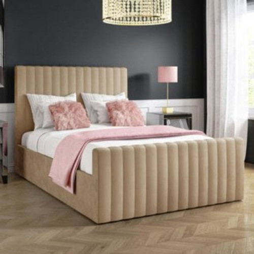  Panel Lined Fabric Upholstered Bed storage option- Roma