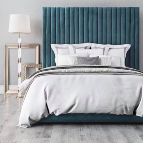 Slim Panelled Fabric  Upholstered Bed Frame - Romana
