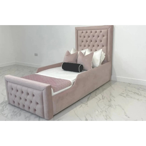 Childrens  Single and Small Double Soft Upholstered Bed with Safety Side rail - Arabella