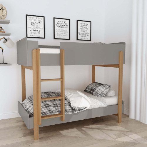  Childrens Wooden Bunk Bed White and Grey - Hero bed